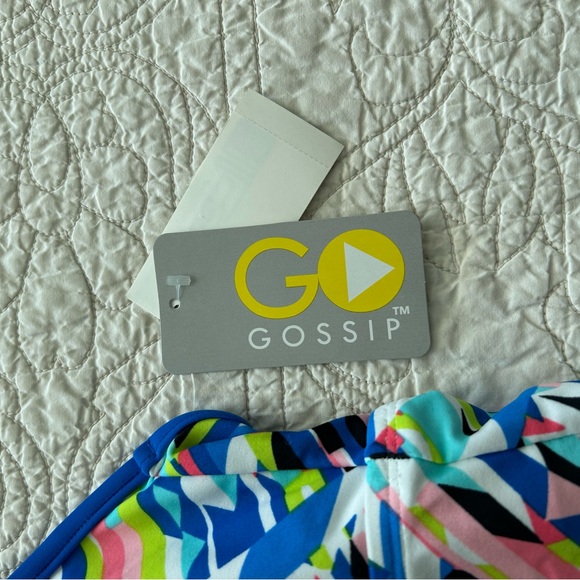 NWT Women’s Blue Printed Go Gossip Swim Tankini Top - Sz L - Picture 6 of 16